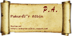 Pakurár Albin névjegykártya